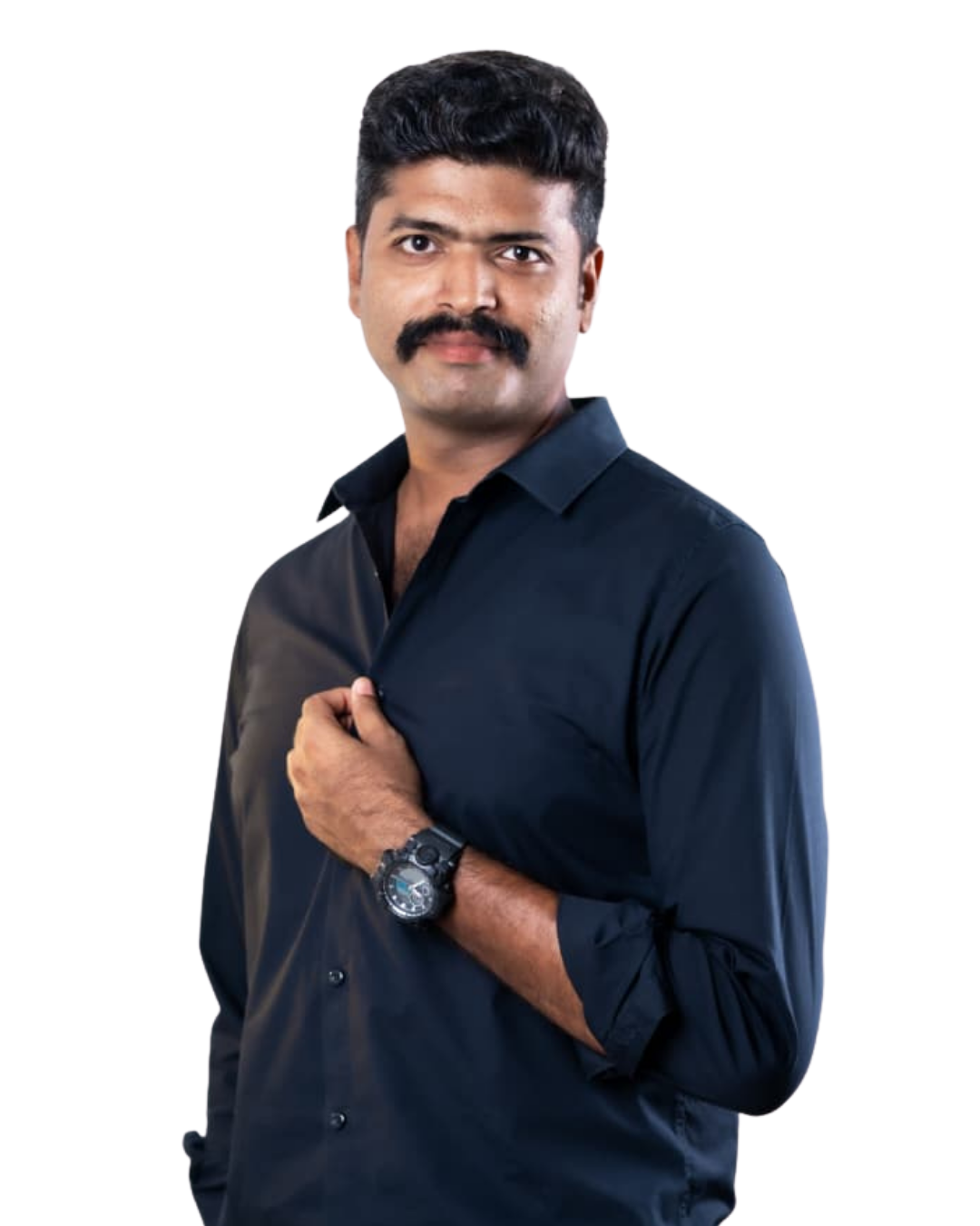 Affordable Website Design & SEO for all Businesses | TekChisel Portrait of Jaison, Founder of TekChisel, wearing a dark shirt and posing against a white background